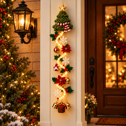 ⛄️🎅🎄 Lighted Christmas Hanging Garland – Festive Doorway Decor