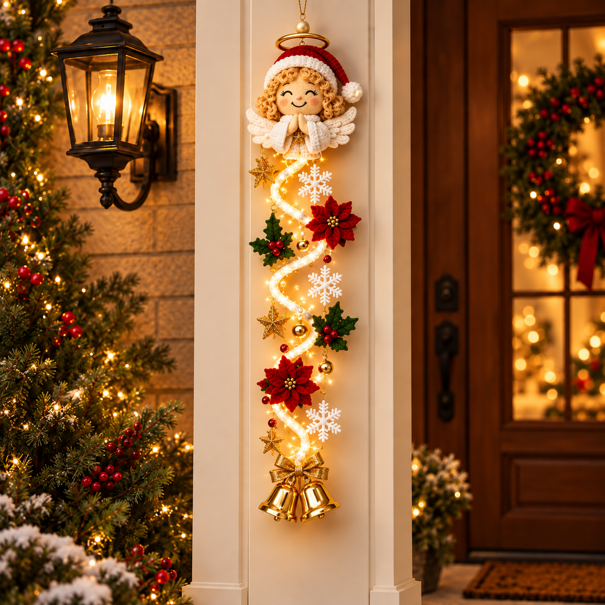 ⛄️🎅🎄 Lighted Christmas Hanging Garland – Festive Doorway Decor