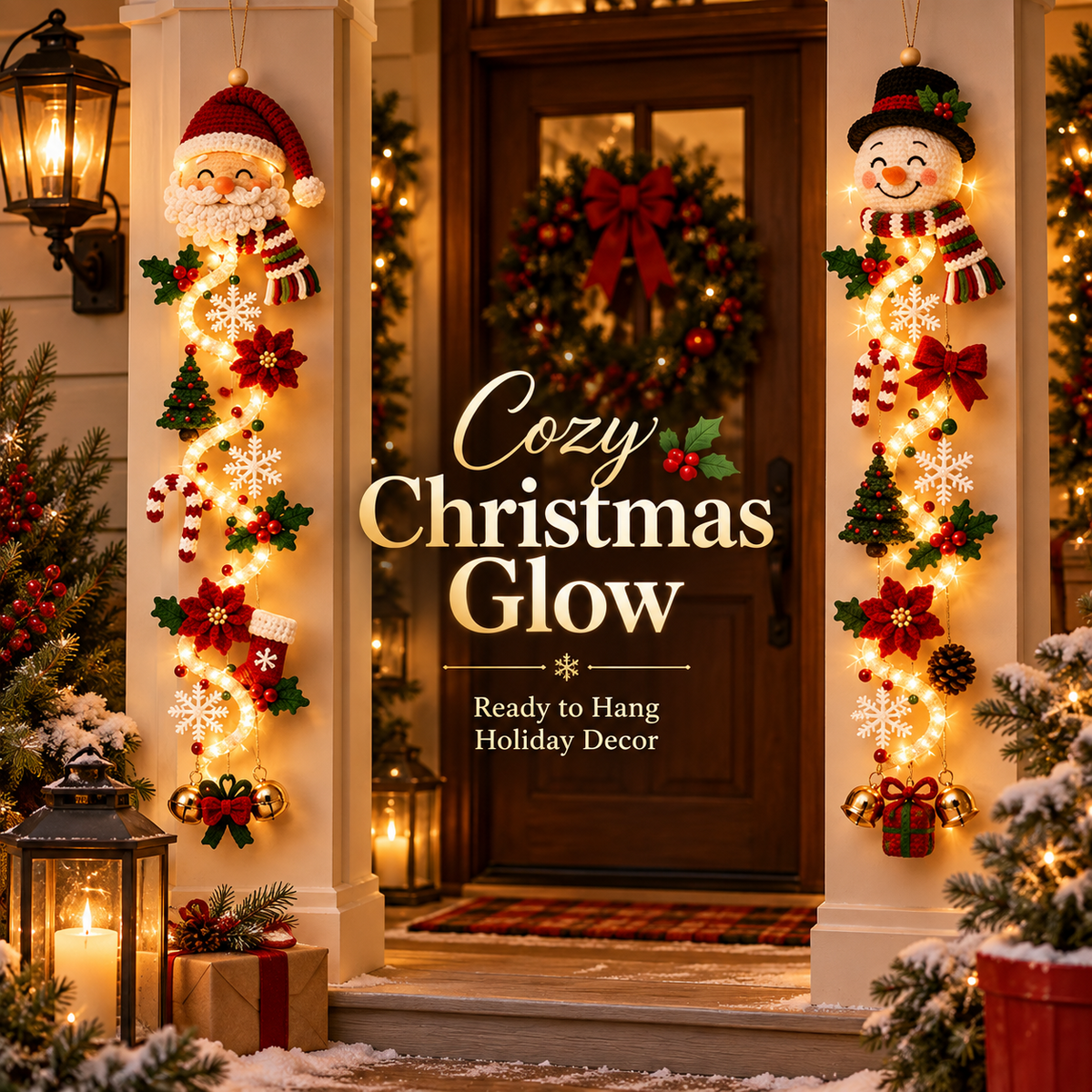 🎄 Lighted Christmas Hanging Garland – Festive Doorway Decor