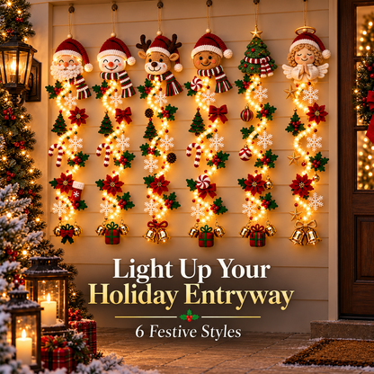 ⛄️🎅🎄 Lighted Christmas Hanging Garland – Festive Doorway Decor