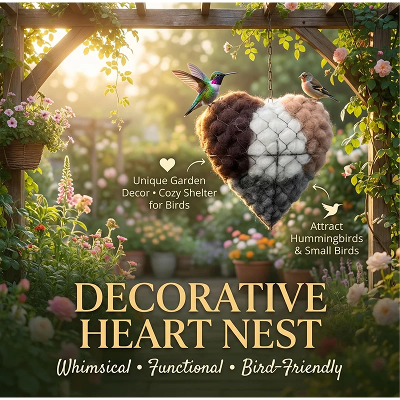 🪶Handmade Heart-Shaped Alpaca Fiber for Bird Nesting-Help Wild Birds Build Warm Nests