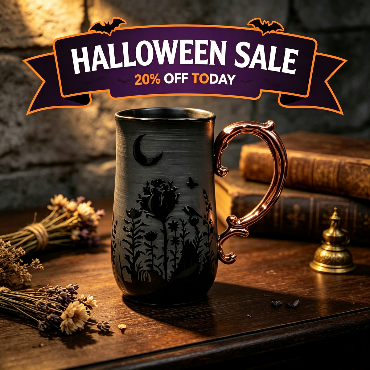 🎉🖤 Handcrafted Dark Moon Ceramic Mug