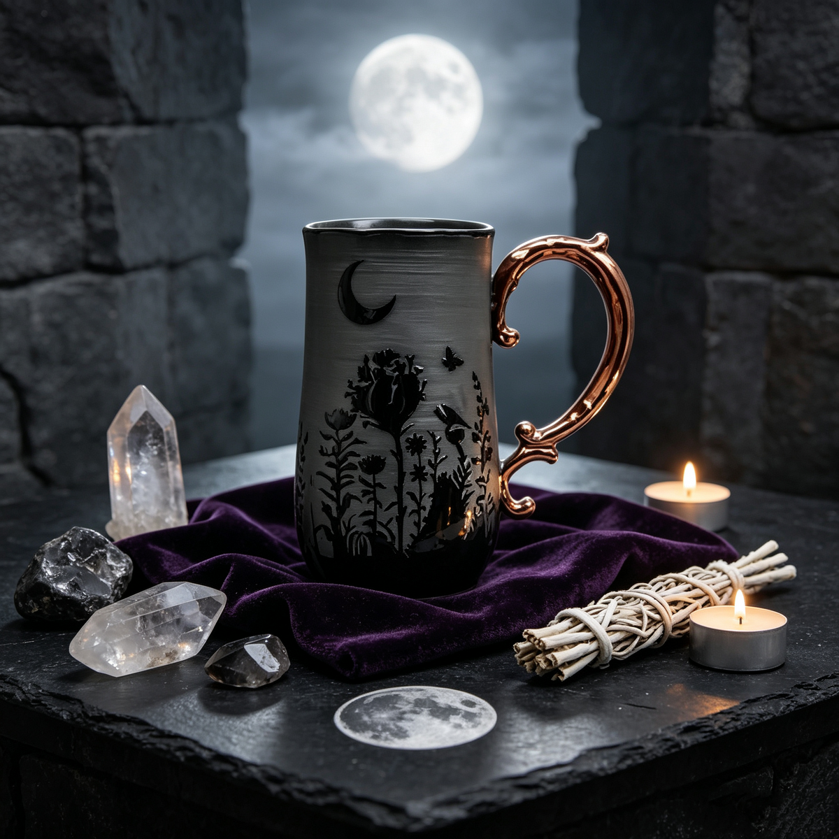 🎉🖤 Handcrafted Dark Moon Ceramic Mug