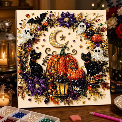 🎃 Halloween Diamond Painting Kit – 6 Spooky Sparkling Designs