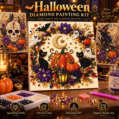🎃 Halloween Diamond Painting Kit – 6 Spooky Sparkling Designs