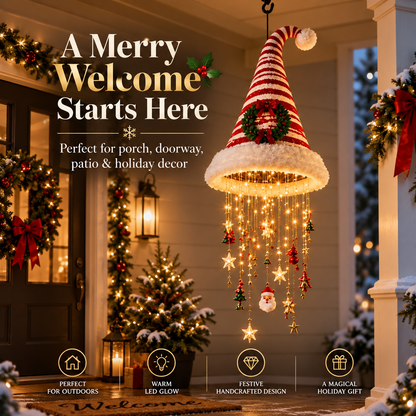 🎄 Christmas Santa Hat Hanging Light – Festive LED Chandelier Decor