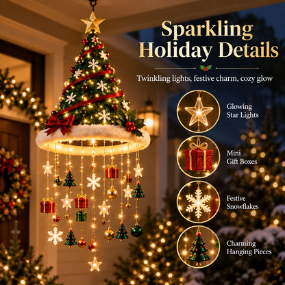 🎄 Christmas Santa Hat Hanging Light – Festive LED Chandelier Decor