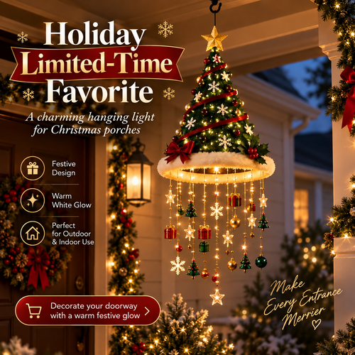 🎄 Christmas Santa Hat Hanging Light – Festive LED Chandelier Decor