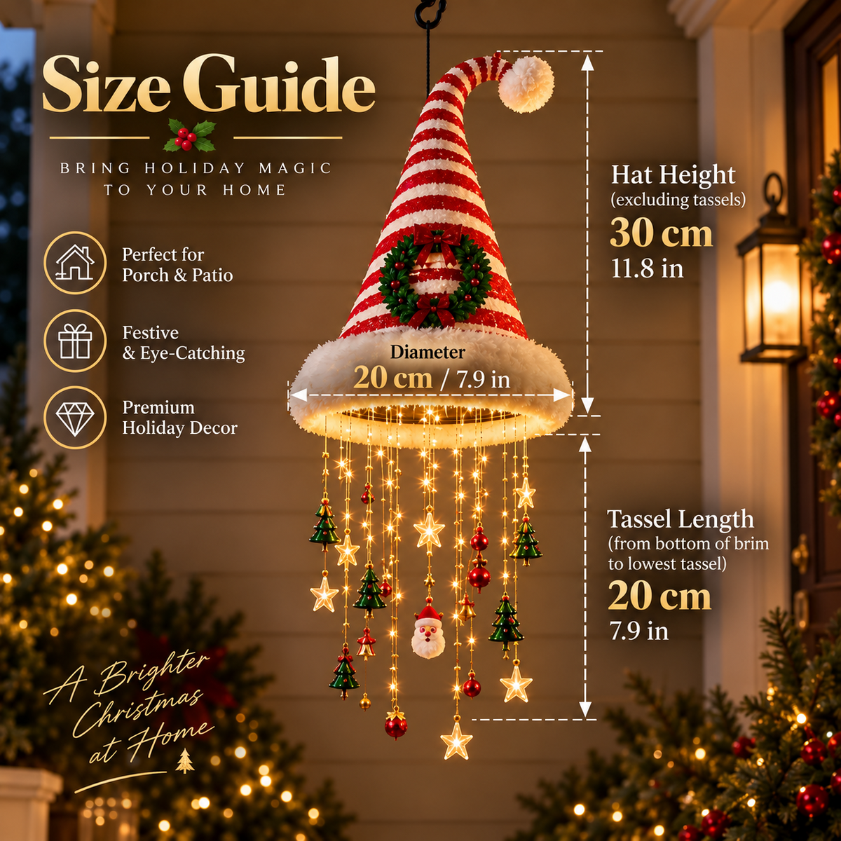 🎄 Christmas Santa Hat Hanging Light – Festive LED Chandelier Decor
