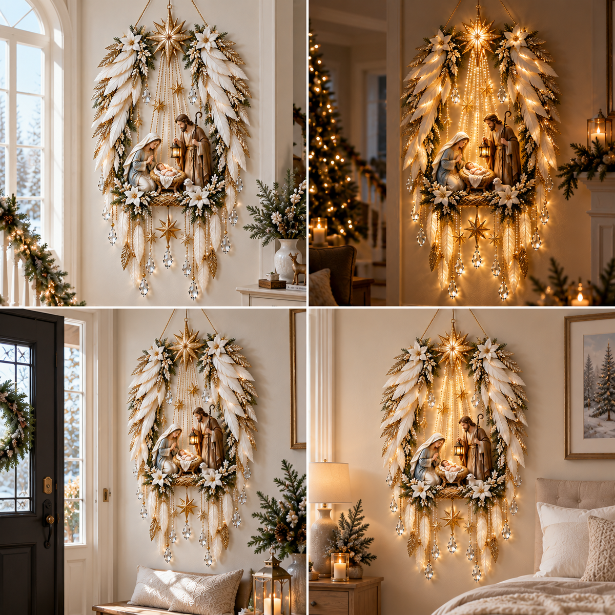 👼 Angel Wings Nativity Lighted Wall Hanging | Meaningful Christmas Decor