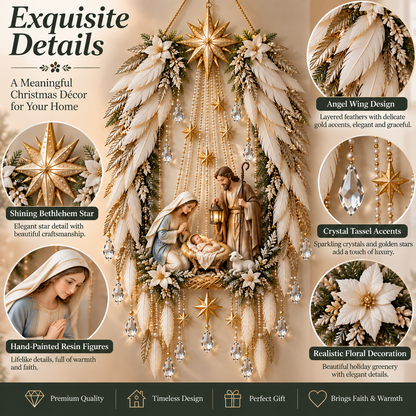 👼 Angel Wings Nativity Lighted Wall Hanging | Meaningful Christmas Decor