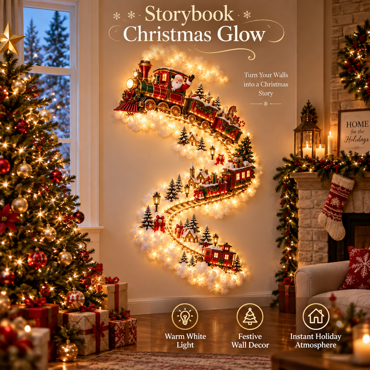 🎄 Christmas Magic Trail Wall Light – Festive LED Hanging Decor