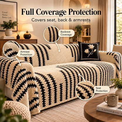 🛋️ Soft Chenille Sofa Cover – Pet-Friendly Full Coverage Couch Throw