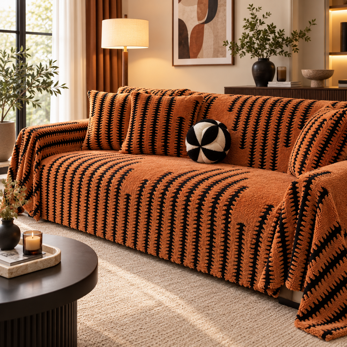 🛋️ Soft Chenille Sofa Cover – Pet-Friendly Full Coverage Couch Throw