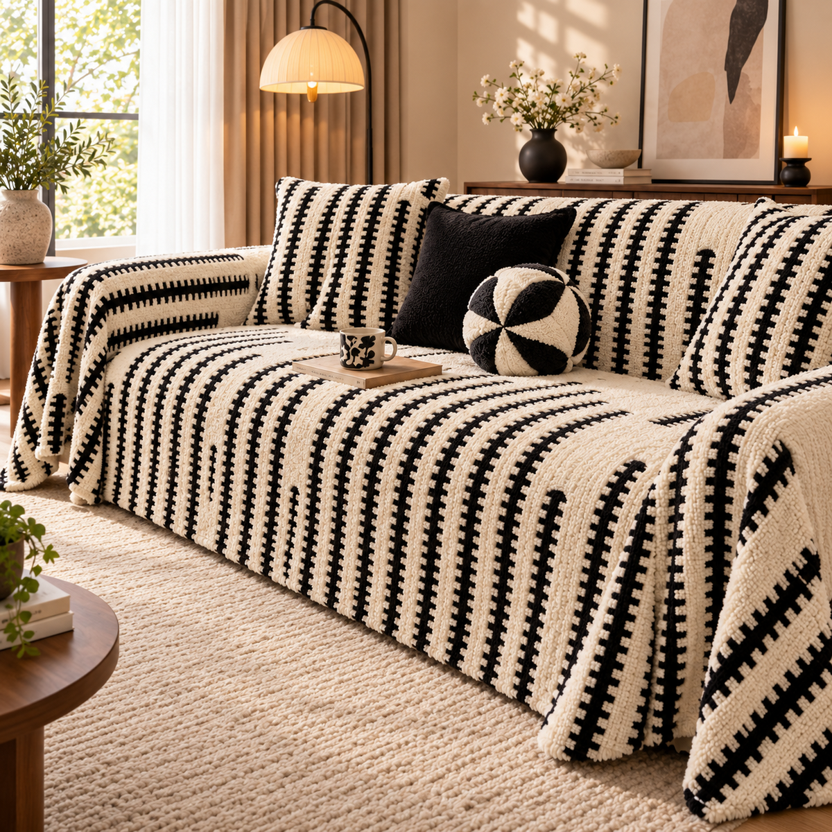 🛋️ Soft Chenille Sofa Cover – Pet-Friendly Full Coverage Couch Throw