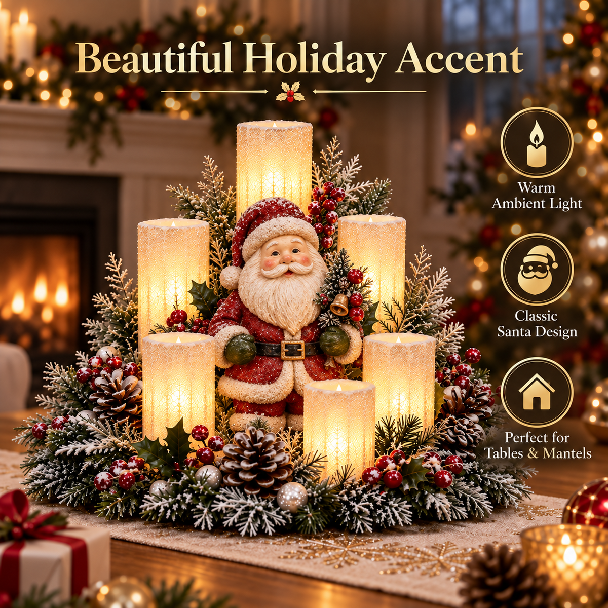 🎄 Lighted Christmas Candle Centerpiece – 3 Festive Tabletop Designs