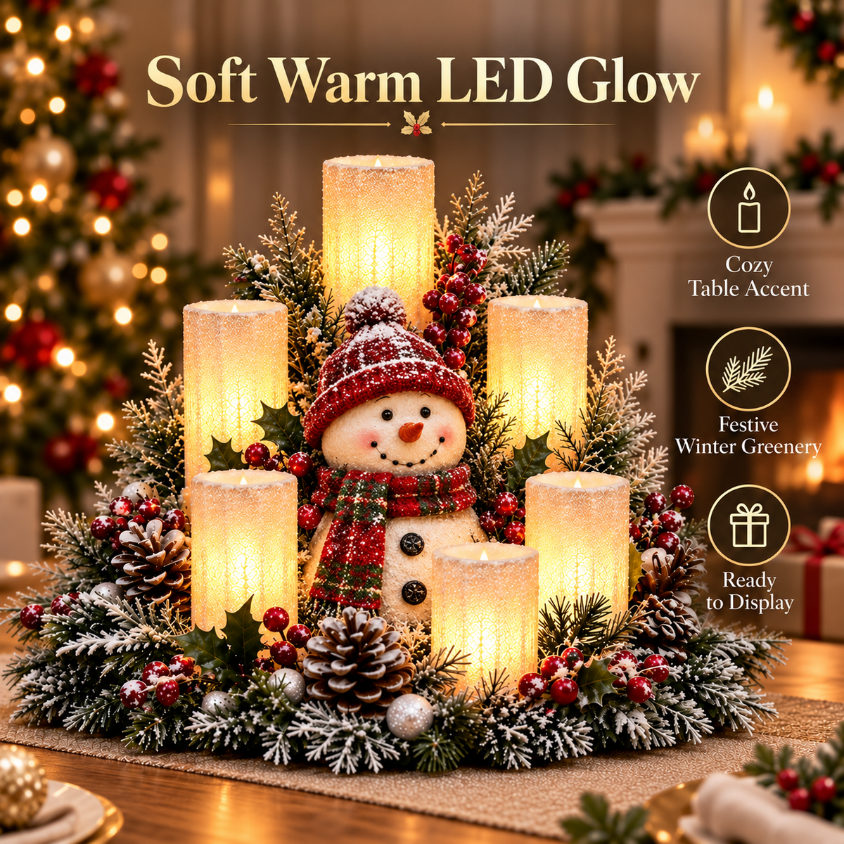 🎄 Lighted Christmas Candle Centerpiece – 3 Festive Tabletop Designs