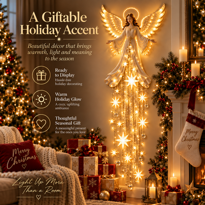 👼Lighted Christmas Angel Wall Decor – Glowing Star Cascade Holiday Decoration