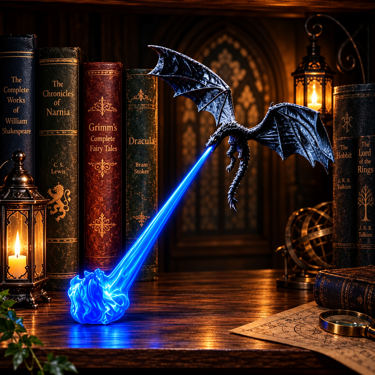 🐉 3D Dragon LED Book Nook Light – Mystical Fantasy Bookshelf Decor
