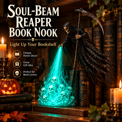 💀 Soul-Beam Reaper LED Book Nook Light – 3D Printed Gothic Bookshelf Decor