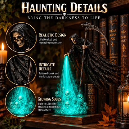💀 Soul-Beam Reaper LED Book Nook Light – 3D Printed Gothic Bookshelf Decor