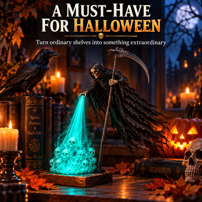 💀 Soul-Beam Reaper LED Book Nook Light – 3D Printed Gothic Bookshelf Decor