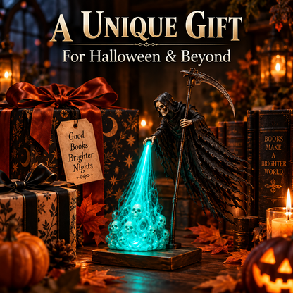 💀 Soul-Beam Reaper LED Book Nook Light – 3D Printed Gothic Bookshelf Decor