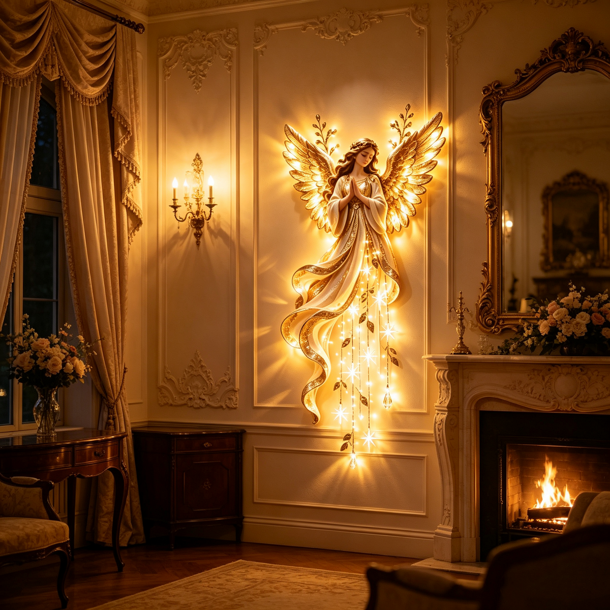 ✨Last Day of Sale!  Huge Discounts!✨Blessing Guardian Angel Lighted Wall Decor | Starfall Cascade Christmas Hanging