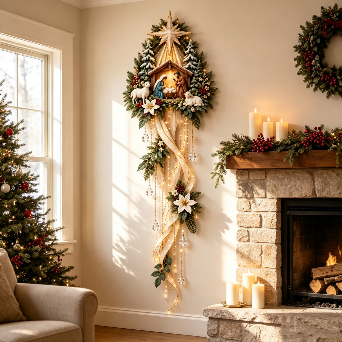 ✝️Nativity Star Cascade Wall Hanging – Faith-Centered Christmas Statement Piece