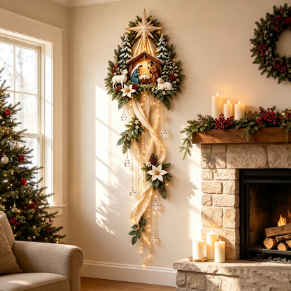 ✝️Nativity Star Cascade Wall Hanging – Faith-Centered Christmas Statement Piece