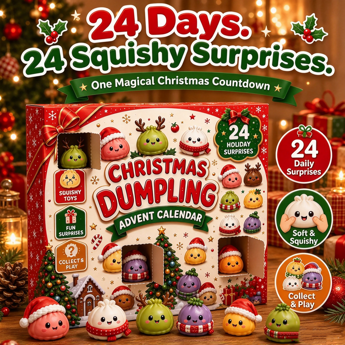 🎄Christmas Flash Sale-24 Days of Squishy Christmas Surprises ⭐ Loved By Families
