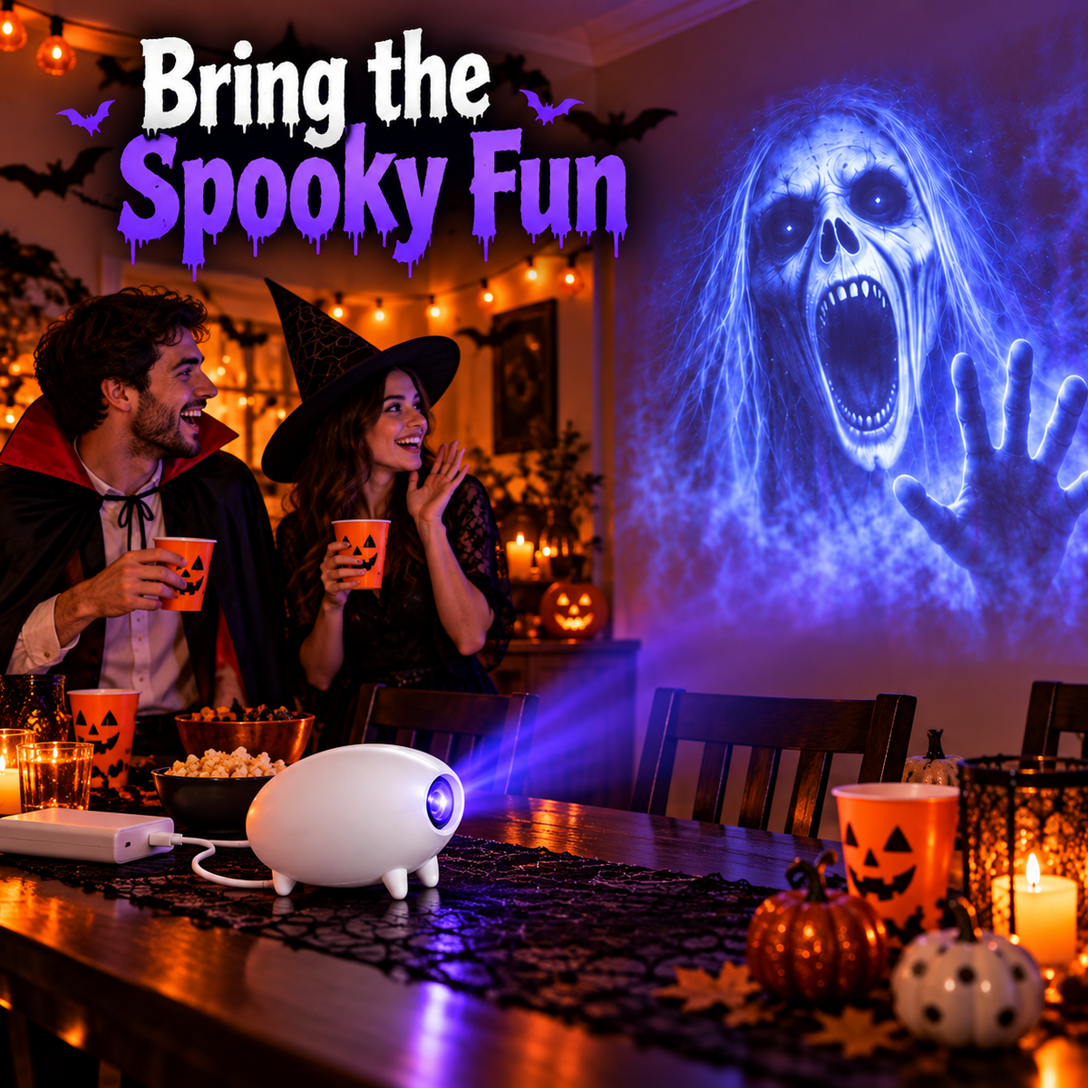 Huge Discounts!🎃Halloween Ghost Projection Lamp – Indoor & Car Decor