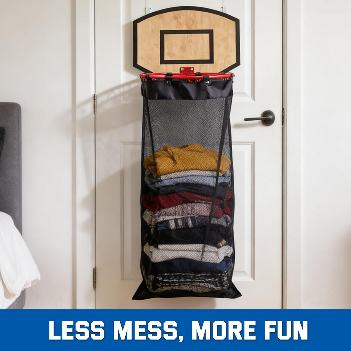 🏀 Shoot & Store Basketball Laundry Hamper – Less Mess, More Fun