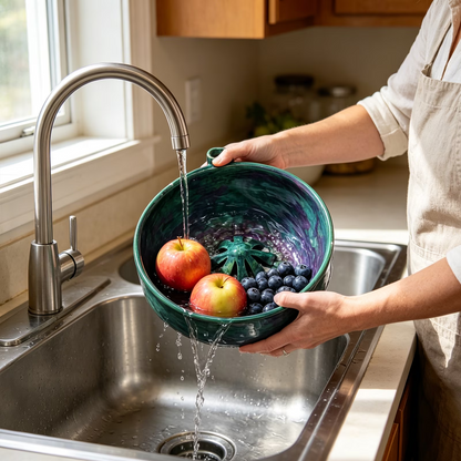 🥬 Self-Spinning Fruit & Berry Washer – Vortex Rinse Bowl with Quick Drain