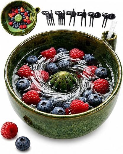 🥬 Self-Spinning Fruit & Berry Washer – Vortex Rinse Bowl with Quick Drain