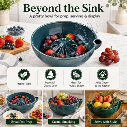 🥬 Self-Spinning Fruit & Berry Washer – Vortex Rinse Bowl with Quick Drain