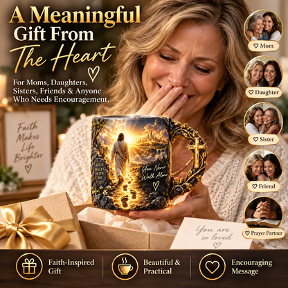 🔥Last Day 49% OFF🔥✝️ 🎁 Jesus Walks With Me Mug – Heat-Reveal Christian Gift of Faith