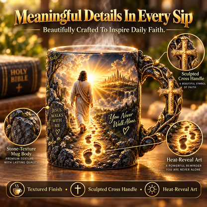 🔥Last Day 49% OFF🔥✝️ 🎁 Jesus Walks With Me Mug – Heat-Reveal Christian Gift of Faith