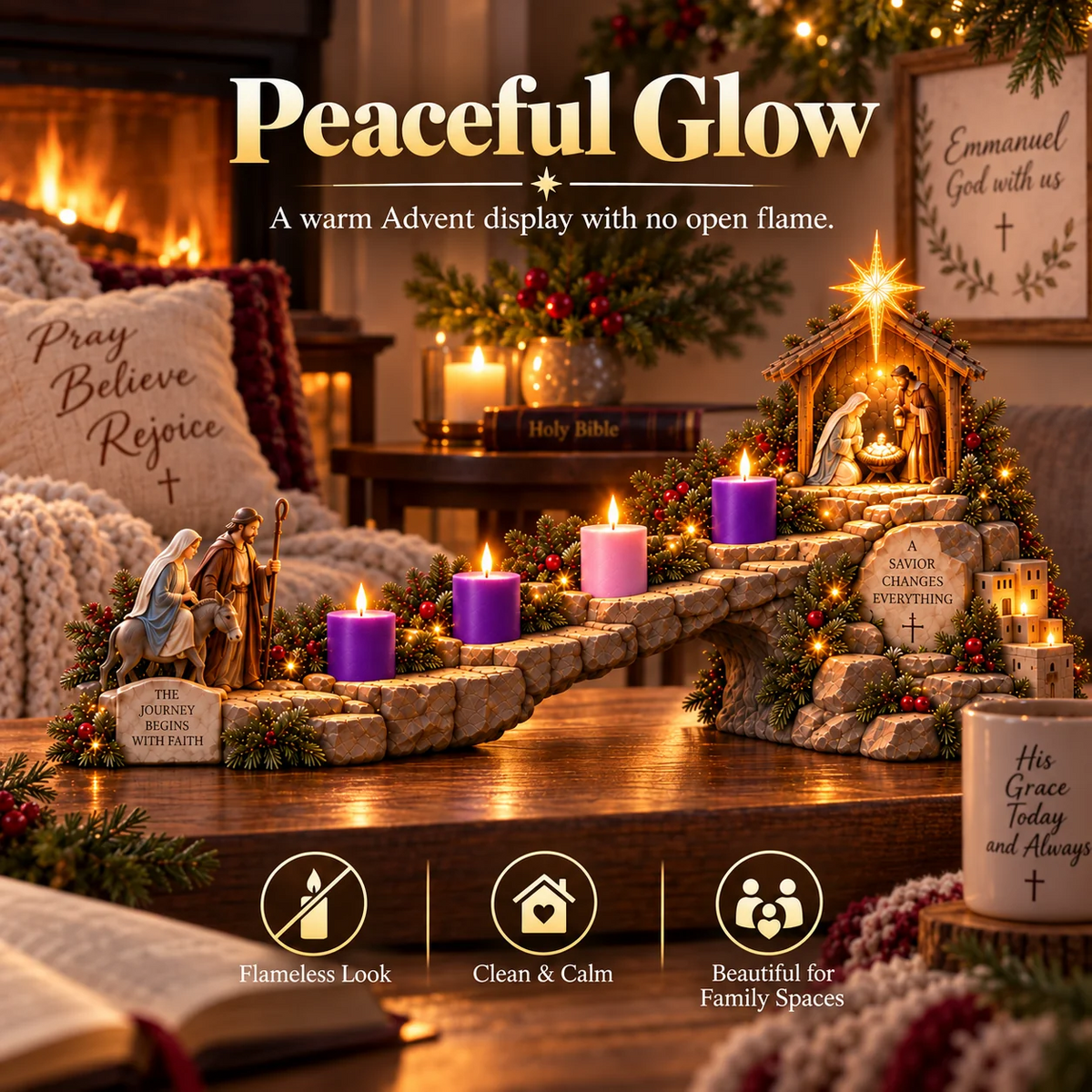 ✝️ Lit Advent Wreath + Advent Christmas Path– Two Beautiful Ways to Celebrate the Christmas Story🕯️