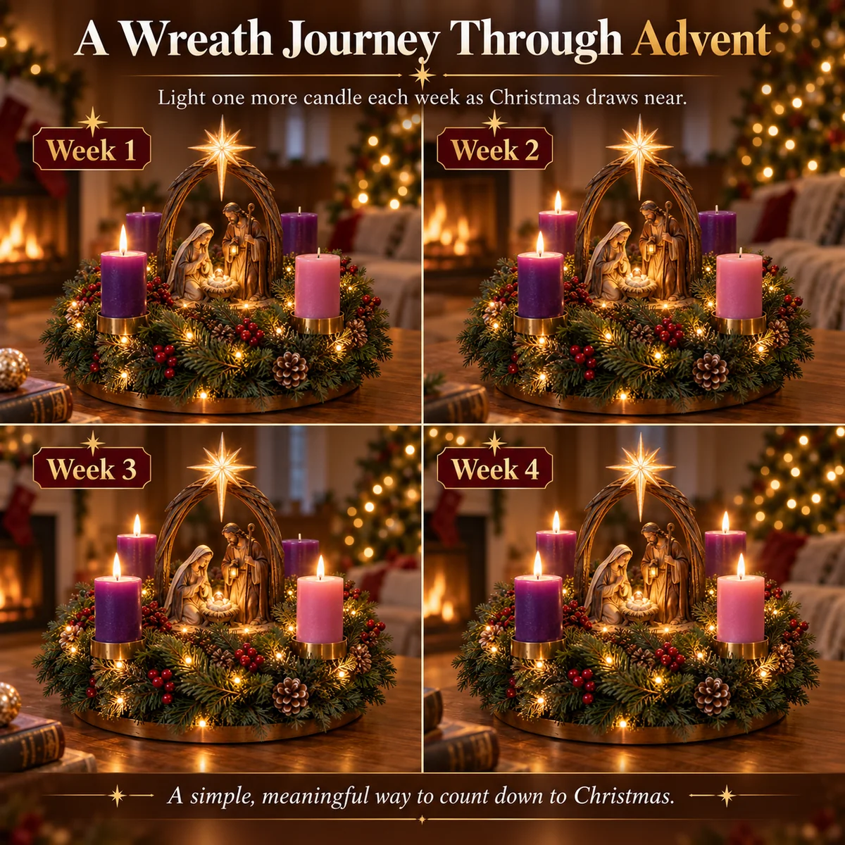 ✝️ Lit Advent Wreath + Advent Christmas Path– Two Beautiful Ways to Celebrate the Christmas Story🕯️