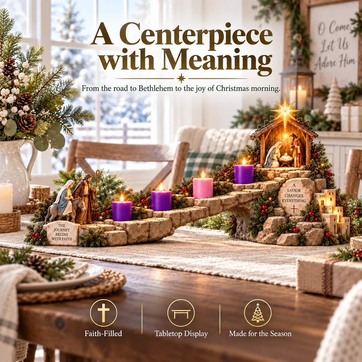 ✝️ Lit Advent Wreath + Advent Christmas Path– Two Beautiful Ways to Celebrate the Christmas Story🕯️