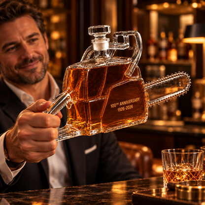 🪚 100th Anniversary Chainsaw Whiskey Decanter – 1926–2026 Commemorative Collectible Bottle