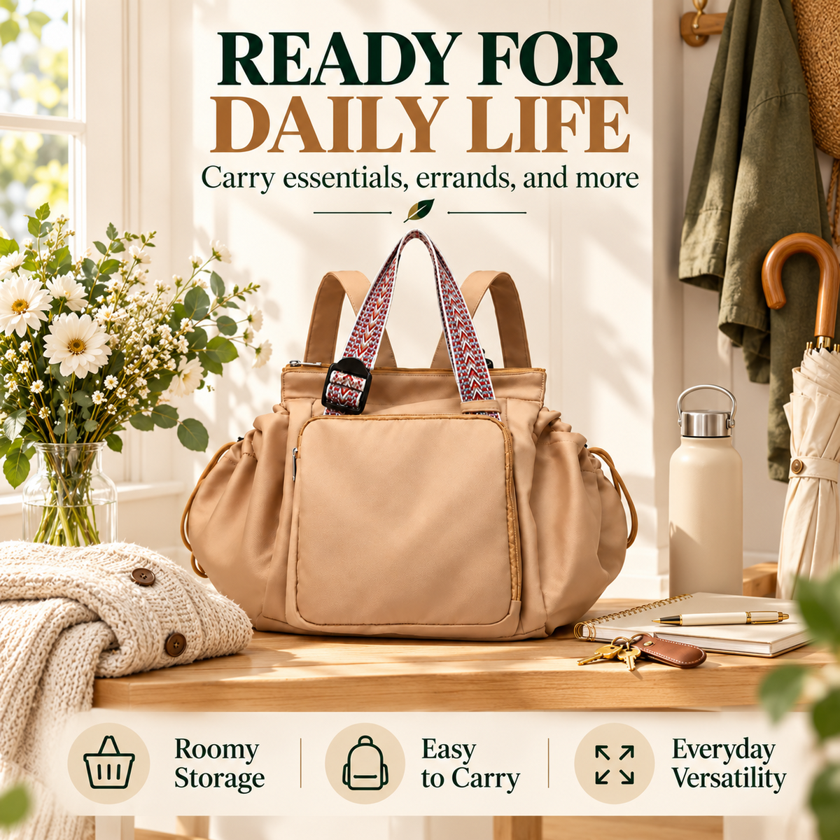 ⏰Limited-time 55% discount🔥👜✨ Expandable Multi-Pocket Tote Bag – Large Capacity & Organized Storage