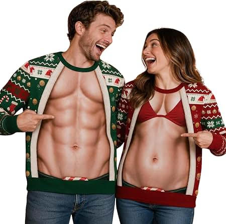 🎄❤️ Funny Christmas Couple Sweatshirts – Match, Laugh & Celebrate! 🎁✨ Holiday Sale!