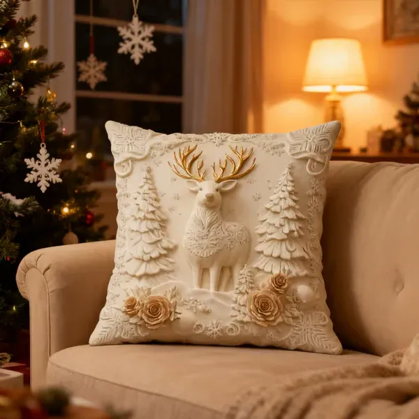 🎄 4-Piece Christmas Pillow Covers – Festive Textured Cushion Covers, 18 × 18 Inches