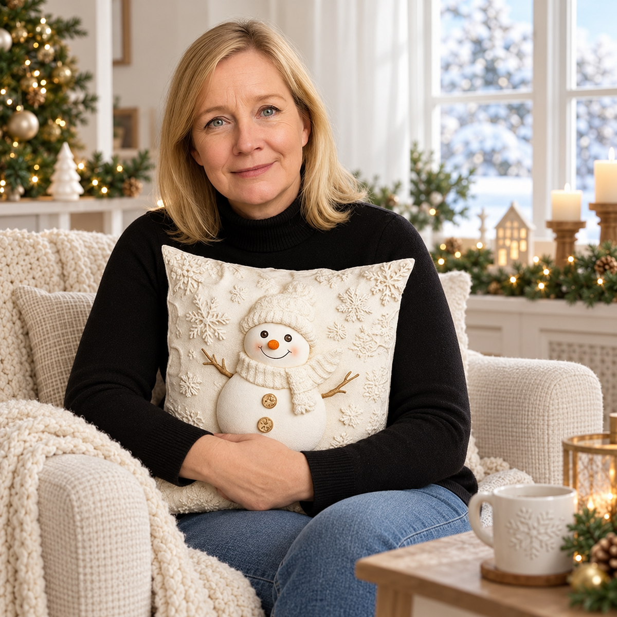 🎄 4-Piece Christmas Pillow Covers – Festive Textured Cushion Covers, 18 × 18 Inches