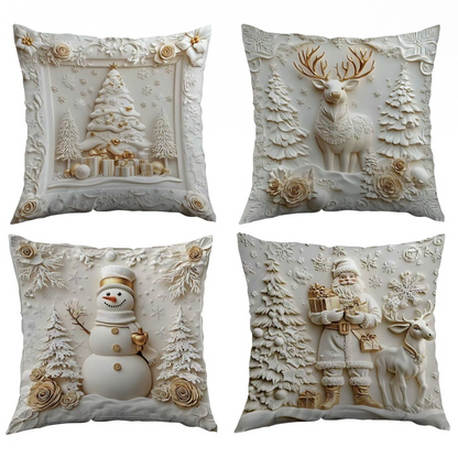 🎄 4-Piece Christmas Pillow Covers – Festive Textured Cushion Covers, 18 × 18 Inches