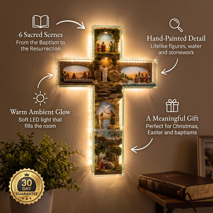 ✝️ Glowing Bible Cross Lamp – Illuminated Story of Jesus in 6 Scenes | Christian Home Decor
