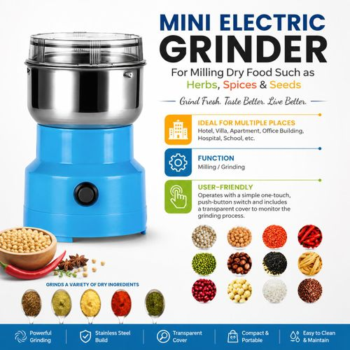 🔥 55% OFF ⚡⚙️ Mini Electric Dry Ingredient Grinder (herbs, spices, seeds)—grinds ingredients in just a few seconds with the push of a button.