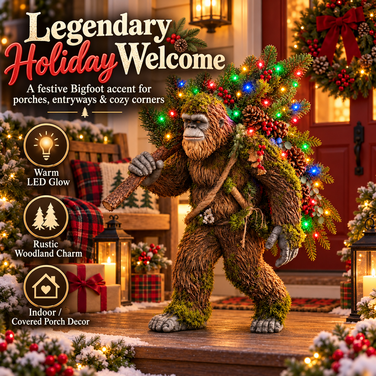 🎄 Woodland Sasquatch – Lighted Christmas Porch Decor